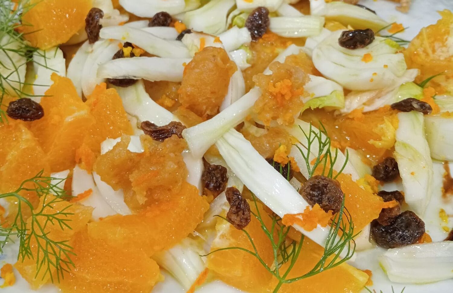 Insalata di arance, finocchi e uva passa